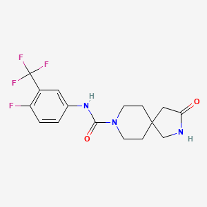 N-[4-fluoro-3-(trifluoromethyl)phenyl]-3-oxo-2,8-diazaspiro[4.5]decane-8-carboxamide