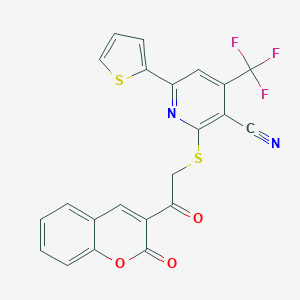 2-{[2-oxo-2-(2-oxo-2H-chromen-3-yl)ethyl]sulfanyl}-6-(2-thienyl)-4-(trifluoromethyl)nicotinonitrile