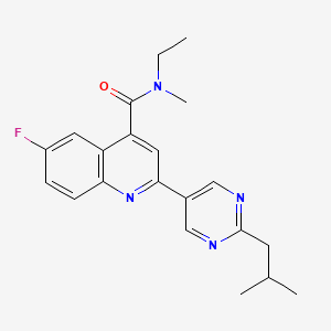 molecular formula C21H23FN4O B3804959 N-ethyl-6-fluoro-2-(2-isobutyl-5-pyrimidinyl)-N-methyl-4-quinolinecarboxamide 