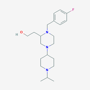 molecular formula C21H34FN3O B3804961 2-[1-(4-fluorobenzyl)-4-(1-isopropyl-4-piperidinyl)-2-piperazinyl]ethanol 