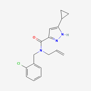 molecular formula C17H18ClN3O B3804981 N-allyl-N-(2-chlorobenzyl)-3-cyclopropyl-1H-pyrazole-5-carboxamide 