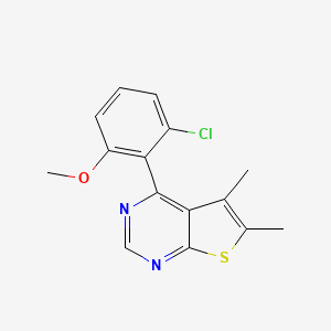 molecular formula C15H13ClN2OS B3804984 4-(2-chloro-6-methoxyphenyl)-5,6-dimethylthieno[2,3-d]pyrimidine 