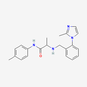 molecular formula C21H24N4O B3804997 2-{[2-(2-methyl-1H-imidazol-1-yl)benzyl]amino}-N-(4-methylphenyl)propanamide 