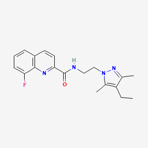 molecular formula C19H21FN4O B3805001 N-[2-(4-ethyl-3,5-dimethyl-1H-pyrazol-1-yl)ethyl]-8-fluoroquinoline-2-carboxamide 