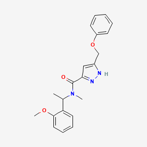 molecular formula C21H23N3O3 B3805012 N-[1-(2-methoxyphenyl)ethyl]-N-methyl-5-(phenoxymethyl)-1H-pyrazole-3-carboxamide 