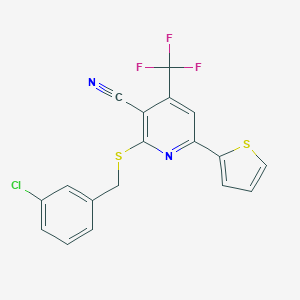 2-[(3-Chlorobenzyl)sulfanyl]-6-(thiophen-2-yl)-4-(trifluoromethyl)pyridine-3-carbonitrile