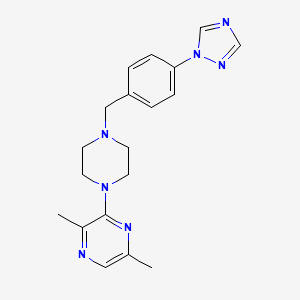 molecular formula C19H23N7 B3805024 2,5-dimethyl-3-{4-[4-(1H-1,2,4-triazol-1-yl)benzyl]piperazin-1-yl}pyrazine 
