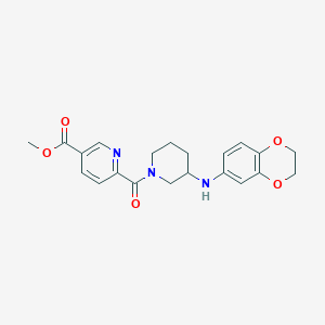 molecular formula C21H23N3O5 B3805036 methyl 6-{[3-(2,3-dihydro-1,4-benzodioxin-6-ylamino)-1-piperidinyl]carbonyl}nicotinate 