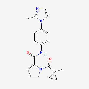 molecular formula C20H24N4O2 B3805046 1-[(1-methylcyclopropyl)carbonyl]-N-[4-(2-methyl-1H-imidazol-1-yl)phenyl]prolinamide 