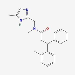 molecular formula C22H25N3O B3805057 N-methyl-N-[(4-methyl-1H-imidazol-2-yl)methyl]-3-(2-methylphenyl)-3-phenylpropanamide 