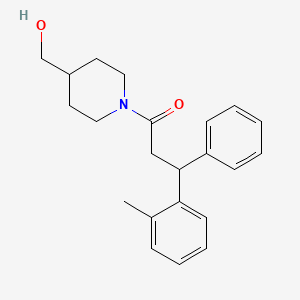 molecular formula C22H27NO2 B3805076 {1-[3-(2-methylphenyl)-3-phenylpropanoyl]-4-piperidinyl}methanol 