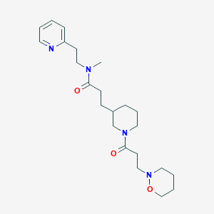 molecular formula C23H36N4O3 B3805092 N-methyl-3-{1-[3-(1,2-oxazinan-2-yl)propanoyl]-3-piperidinyl}-N-[2-(2-pyridinyl)ethyl]propanamide 