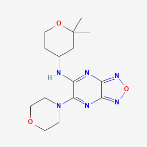 molecular formula C15H22N6O3 B3805100 N-(2,2-dimethyltetrahydro-2H-pyran-4-yl)-6-(4-morpholinyl)[1,2,5]oxadiazolo[3,4-b]pyrazin-5-amine 