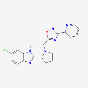 molecular formula C19H17ClN6O B3805119 6-chloro-2-(1-{[3-(2-pyridinyl)-1,2,4-oxadiazol-5-yl]methyl}-2-pyrrolidinyl)-1H-benzimidazole 