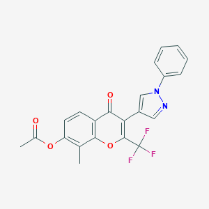 molecular formula C22H15F3N2O4 B380512 8-methyl-4-oxo-3-(1-phenyl-1H-pyrazol-4-yl)-2-(trifluoromethyl)-4H-chromen-7-yl acetate 