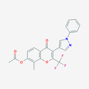 8-methyl-4-oxo-3-(1-phenyl-1H-pyrazol-4-yl)-2-(trifluoromethyl)-4H-chromen-7-yl acetate