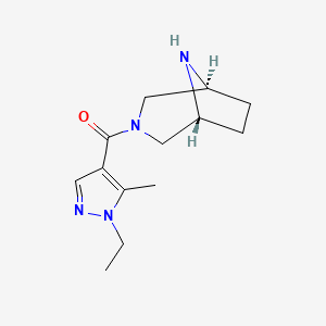 molecular formula C13H20N4O B3805134 rel-(1R,5S)-3-[(1-ethyl-5-methyl-1H-pyrazol-4-yl)carbonyl]-3,8-diazabicyclo[3.2.1]octane hydrochloride 