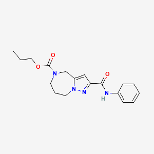 molecular formula C18H22N4O3 B3805154 propyl 2-(anilinocarbonyl)-7,8-dihydro-4H-pyrazolo[1,5-a][1,4]diazepine-5(6H)-carboxylate 
