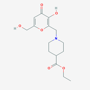ethyl 1-{[3-hydroxy-6-(hydroxymethyl)-4-oxo-4H-pyran-2-yl]methyl}piperidine-4-carboxylate