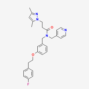 molecular formula C29H31FN4O2 B3805176 3-(3,5-dimethyl-1H-pyrazol-1-yl)-N-{3-[2-(4-fluorophenyl)ethoxy]benzyl}-N-(4-pyridinylmethyl)propanamide 