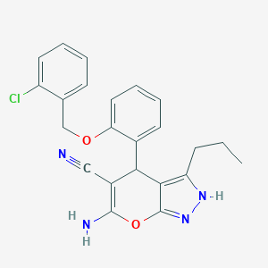 6-Amino-4-{2-[(2-chlorobenzyl)oxy]phenyl}-3-propyl-2,4-dihydropyrano[2,3-c]pyrazole-5-carbonitrile