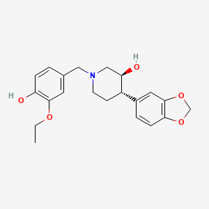 molecular formula C21H25NO5 B3805182 (3S*,4S*)-4-(1,3-benzodioxol-5-yl)-1-(3-ethoxy-4-hydroxybenzyl)piperidin-3-ol 