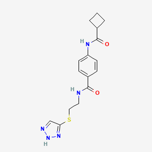 molecular formula C16H19N5O2S B3805201 4-[(cyclobutylcarbonyl)amino]-N-[2-(1H-1,2,3-triazol-5-ylthio)ethyl]benzamide 