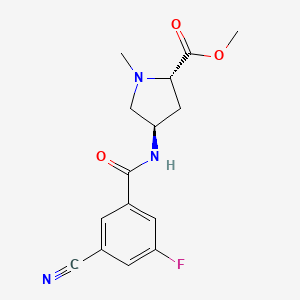 molecular formula C15H16FN3O3 B3805209 methyl (2S,4R)-4-[(3-cyano-5-fluorobenzoyl)amino]-1-methylpyrrolidine-2-carboxylate 