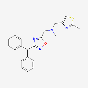molecular formula C22H22N4OS B3805234 1-[3-(diphenylmethyl)-1,2,4-oxadiazol-5-yl]-N-methyl-N-[(2-methyl-1,3-thiazol-4-yl)methyl]methanamine 