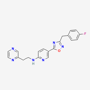 molecular formula C20H17FN6O B3805244 5-[3-(4-fluorobenzyl)-1,2,4-oxadiazol-5-yl]-N-[2-(2-pyrazinyl)ethyl]-2-pyridinamine 
