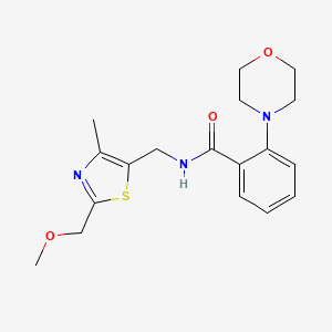 molecular formula C18H23N3O3S B3805260 N-{[2-(methoxymethyl)-4-methyl-1,3-thiazol-5-yl]methyl}-2-morpholin-4-ylbenzamide 
