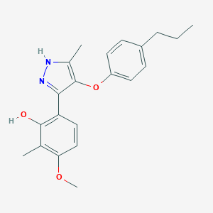 molecular formula C21H24N2O3 B380528 3-methoxy-2-methyl-6-[5-methyl-4-(4-propylphenoxy)-1H-pyrazol-3-yl]phenol CAS No. 385401-23-0