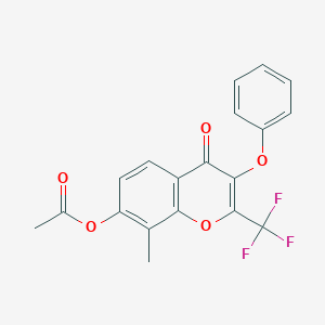 molecular formula C19H13F3O5 B380531 8-methyl-4-oxo-3-phenoxy-2-(trifluoromethyl)-4H-chromen-7-yl acetate 