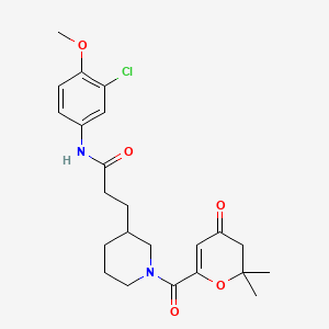N-(3-chloro-4-methoxyphenyl)-3-{1-[(2,2-dimethyl-4-oxo-3,4-dihydro-2H-pyran-6-yl)carbonyl]-3-piperidinyl}propanamide