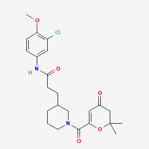 molecular formula C23H29ClN2O5 B3805320 N-(3-chloro-4-methoxyphenyl)-3-{1-[(2,2-dimethyl-4-oxo-3,4-dihydro-2H-pyran-6-yl)carbonyl]-3-piperidinyl}propanamide 