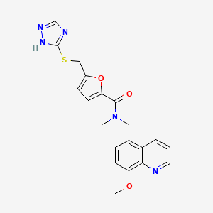 molecular formula C20H19N5O3S B3805325 N-[(8-methoxyquinolin-5-yl)methyl]-N-methyl-5-[(4H-1,2,4-triazol-3-ylthio)methyl]-2-furamide 