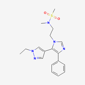 molecular formula C18H23N5O2S B3805331 N-{2-[5-(1-ethyl-1H-pyrazol-4-yl)-4-phenyl-1H-imidazol-1-yl]ethyl}-N-methylmethanesulfonamide 