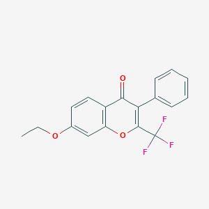 molecular formula C18H13F3O3 B380536 7-乙氧基-3-苯基-2-(三氟甲基)色酮 CAS No. 315233-81-9