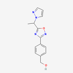 molecular formula C14H14N4O2 B3805371 (4-{5-[1-(1H-pyrazol-1-yl)ethyl]-1,2,4-oxadiazol-3-yl}phenyl)methanol 