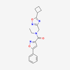 molecular formula C19H20N4O3 B3805387 N-[(5-cyclobutyl-1,2,4-oxadiazol-3-yl)methyl]-N-ethyl-5-phenylisoxazole-3-carboxamide 