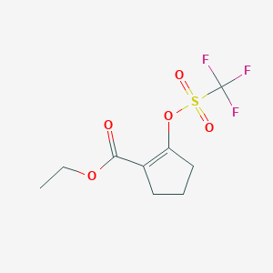 molecular formula C9H11F3O5S B038054 2-(((三氟甲基)磺酰基)氧基)环戊-1-烯羧酸乙酯 CAS No. 122539-74-6