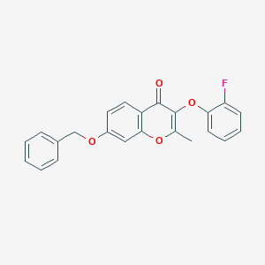 molecular formula C23H17FO4 B380540 7-(benzyloxy)-3-(2-fluorophenoxy)-2-methyl-4H-chromen-4-one 