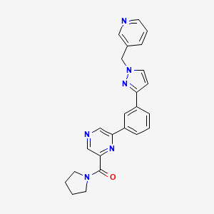 molecular formula C24H22N6O B3805406 2-{3-[1-(3-pyridinylmethyl)-1H-pyrazol-3-yl]phenyl}-6-(1-pyrrolidinylcarbonyl)pyrazine 