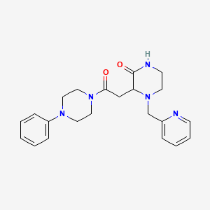 molecular formula C22H27N5O2 B3805414 3-[2-oxo-2-(4-phenyl-1-piperazinyl)ethyl]-4-(2-pyridinylmethyl)-2-piperazinone 