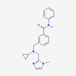 molecular formula C22H24N4O B3805418 3-({cyclopropyl[(1-methyl-1H-imidazol-2-yl)methyl]amino}methyl)-N-phenylbenzamide 