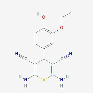 molecular formula C15H14N4O2S B380543 2,6-diamino-4-(3-ethoxy-4-hydroxyphenyl)-4H-thiopyran-3,5-dicarbonitrile 