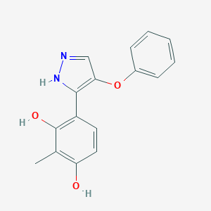 molecular formula C16H14N2O3 B380545 2-methyl-4-(4-phenoxy-1H-pyrazol-3-yl)benzene-1,3-diol 