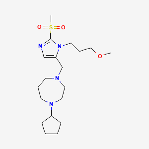 molecular formula C19H34N4O3S B3805465 1-cyclopentyl-4-{[1-(3-methoxypropyl)-2-(methylsulfonyl)-1H-imidazol-5-yl]methyl}-1,4-diazepane 