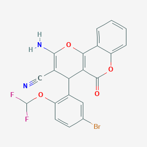 molecular formula C20H11BrF2N2O4 B380548 2-amino-4-[5-bromo-2-(difluoromethoxy)phenyl]-5-oxo-4H,5H-pyrano[3,2-c]chromene-3-carbonitrile 