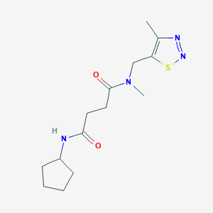 molecular formula C14H22N4O2S B3805483 N'-cyclopentyl-N-methyl-N-[(4-methyl-1,2,3-thiadiazol-5-yl)methyl]succinamide 